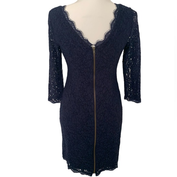 Adrianna Papell Navy Lace Sheath Dress | Size 4 - Picture 7 of 14